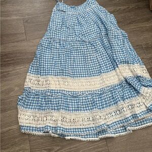 Roller Rabbit Blue and White Gingham A-Line Skirt